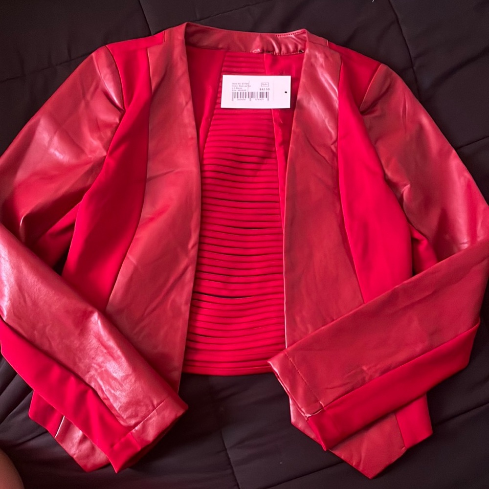 Red leather blazer